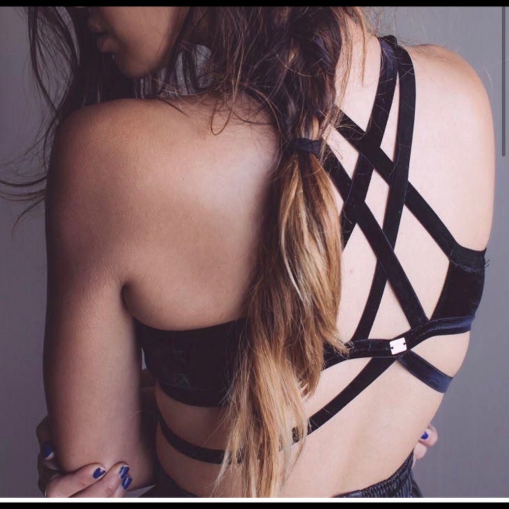For love and lemons black velvet bralette